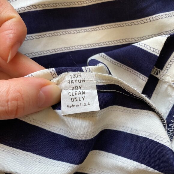 Vintage Retro 1980s DATIANI Navy & White Vertical Stripe Dress Size 12 *NWT - Picture 3 of 14